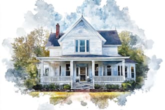 paint watercolor house portrait
