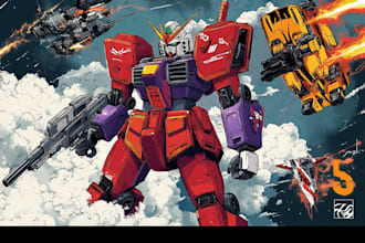 create retro mecha or scifi gundam art