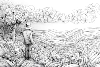 create monoline drawing illustration