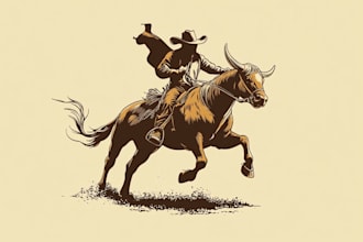 western bull and horse rodeo logo