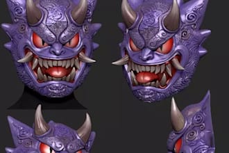 design 3d helmet, mask, armor, props for cosplay creation, stl ready to 3d print