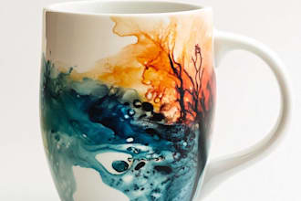 illustrate fantastic coffee mug design, tumbler, mugs design