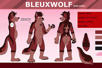 design a custom furry fursona or anthro character ref sheet furry commission