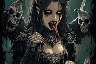 create dark fantasy and gothic character illustrations