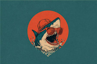 do beach skull summer shark vintage logo