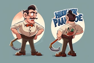 creat retro cartoon logo and illustration character