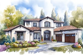 paint watercolor house portrait