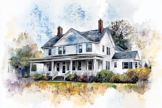draw a watercolor house painting