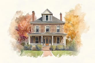 watercolor a house portrait