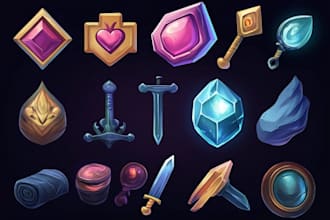design 2d game icon hand drawn game asset, hand paint skill