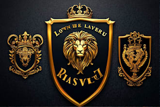 do lion, shield, crest, luxury, heraldic, classy, crown logo