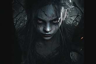make a dark  horror art illustration