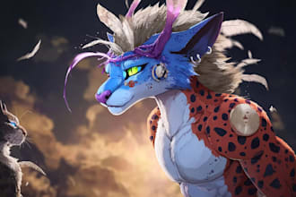 draw custom furry art anthro character furry ref sheet