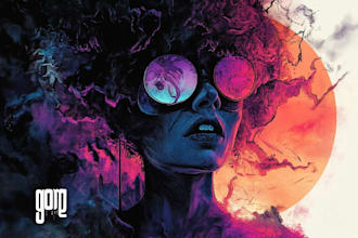 draw a highquality illustrated album cover and music artwork