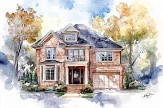 paint watercolor house portrait