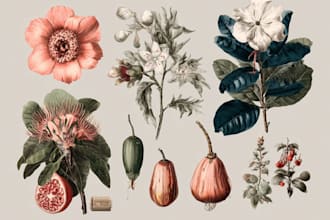 create digital botanical illustrations for print or web