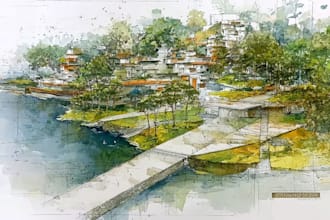 design urban landscapes and architectural design sketches