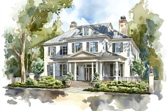 paint watercolor house portrait