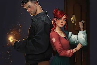 design a cute couple cartoon artwork