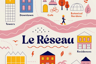 do a custom map illustration in vector style