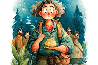 create unique watercolor character illustration
