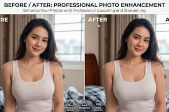 upscale, enhance, sharpen and fix blurry photos professionally
