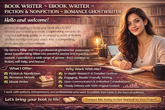 be your romance novel ghostwriter proofread memoir , self help ebook writer