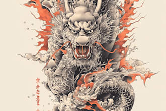 make your japanese custom tattoo design and illustration