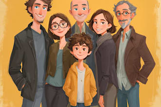 draw a minimalist couple or family line art portrait