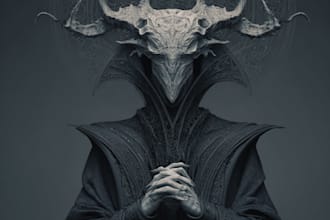 draw your character in a dark fantasy, horror or manga style