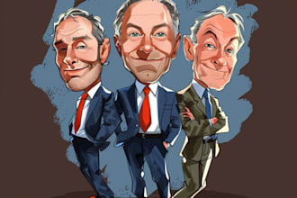 draw a fullbody caricature from your description and photo