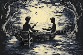make dark art, concepts, linocut or woodcut illustrations