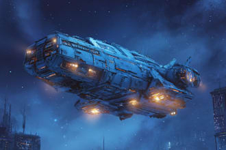 illustrate a spaceships and sci fi vehicles