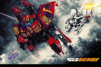 create retro mecha or scifi gundam art
