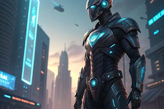 create scifi, superhero character art