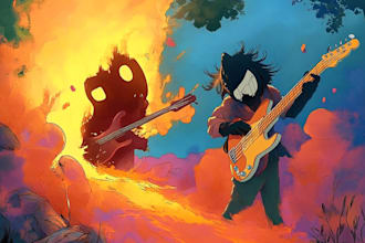 draw colorful grunge illustration album cover
