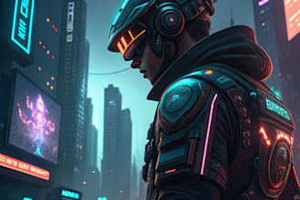 draw scifi or cyberpunk character artwork