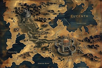 create fantasy map of a fictional world