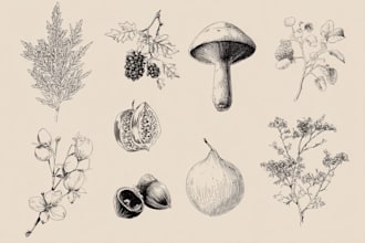provide scientific style botanical food illustrations