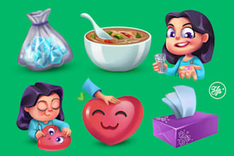 design 2d game icons, assets, props, and mobile app icons