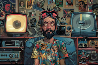 design your music album or single cover in cartoon art style