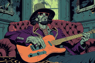 design cartoon album cover, mixtape or single cover art