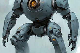create retro mecha or scifi gundam art