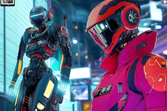create professional humanoid or cyberpunk robot art