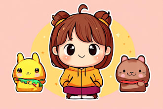 create cute kawaii cartoon character illustration