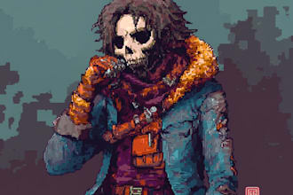 draw detailed pixel art character