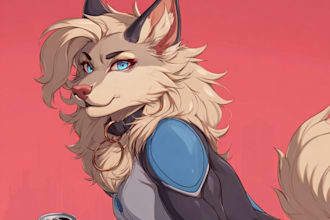draw a custom furry character sheet or anthro digital illustration
