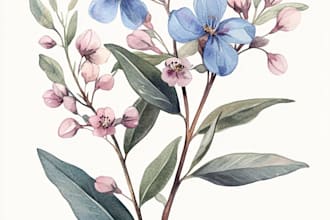 draw botanical illustration flower, plant design