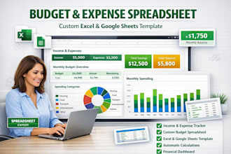 design budget spreadsheet, custom excel googlesheet template with vba and macros
