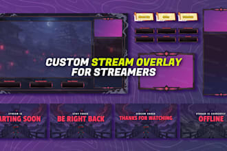 custom stream overlay, mascot logo, and animated streaming package